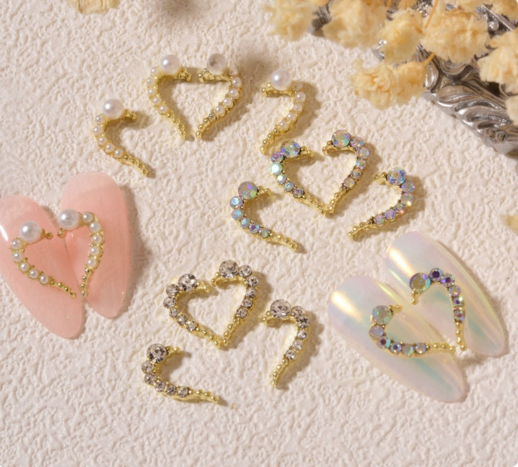 Love Heart Alloy Nail Art Jewelry – DIY Rhinestone Nail Decorations